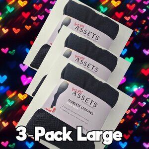 Spanx Assets Leggings Denim Wash Seamless Dark Blue Navy Large 3-Pack Love Your